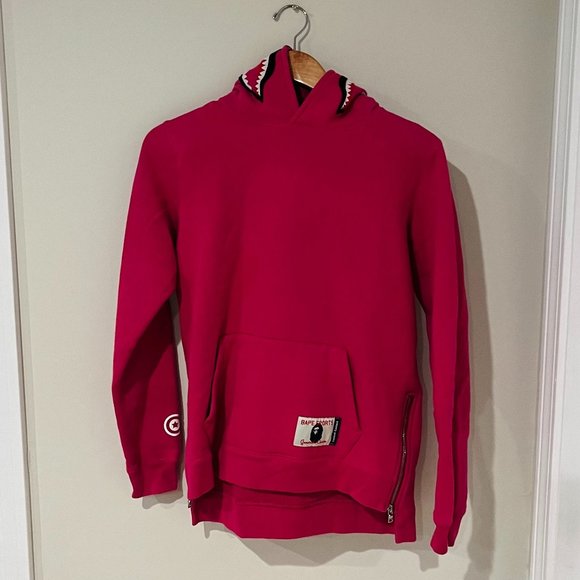 Bape A Bathing Ape Sports Pink Shark Hoodie two side zippers size Small - Picture 3 of 12